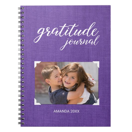 Gratitude uw foto Paarse scrapbook stijl Notitieboek (Voorkant)