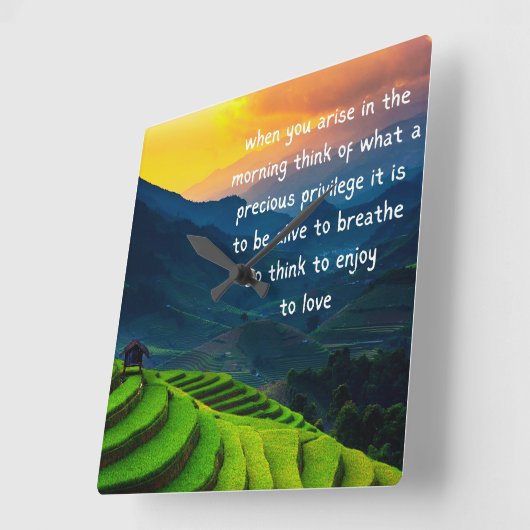 Gratitude Vierkante Klok (Hoek)