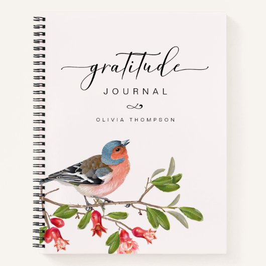 Gratitude Vogel Loof Naam Journal Notitieboek (Voorkant)