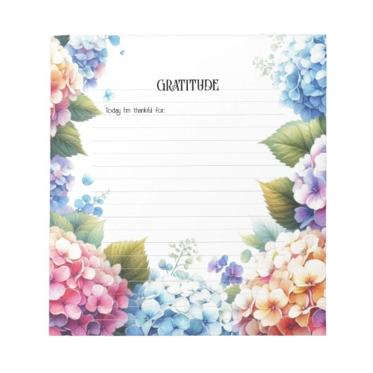 Gratitude Waterverf Hortensia Notitieblok (Voorkant)