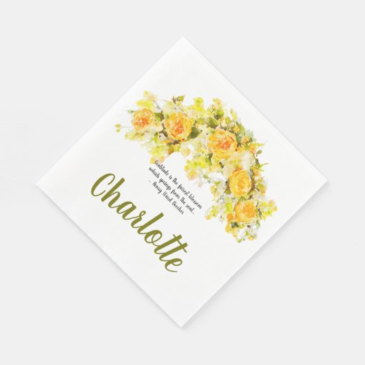 Gratitude yellow Floral Spray Servet (Hoek)