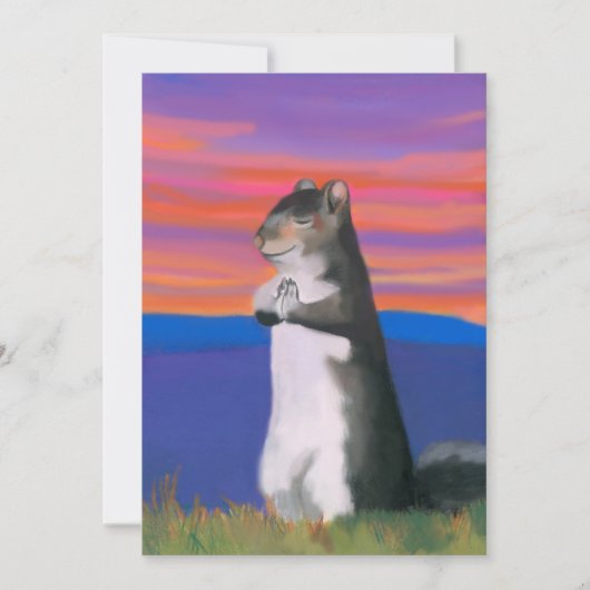 Grattige eekhoorn, dank je, bidden, schattig dier kaart (Voorkant)