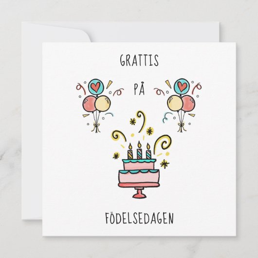 Grattis på födelsedagen | Happy Birthday Kaart (Voorkant)