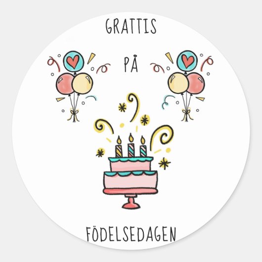 Grattis på födelsedagen | Happy Birthday Ronde Sticker (Voorkant)