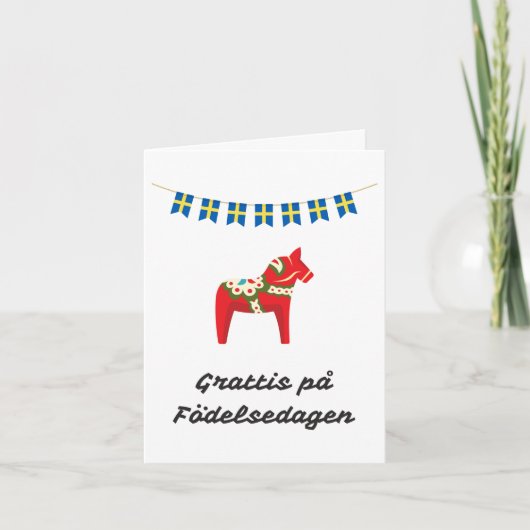 Grattis på födelsedagen Swedish Birthday Kaart (Voorkant)