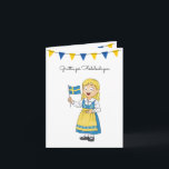 Grattis på Födelsedagen Swedish Birthday Kaart<br><div class="desc">Grattis på födelsedagen! Op deze Zweedse verjaardagskaart (födelsedagskort) staat een schattig meisje in traditioneel Zweeds kostuum met Zweedse vlag en Zweedse vlaggestaat (blauw en geel/goud). Omvat de Zweedse verjaardagsgroet "Grattis på födelsedagen" (gelukkige verjaardag in het Zweeds). Op de binnenste kaart staat "Grattis på födelsedagen" en staat onder meer het verven...</div>
