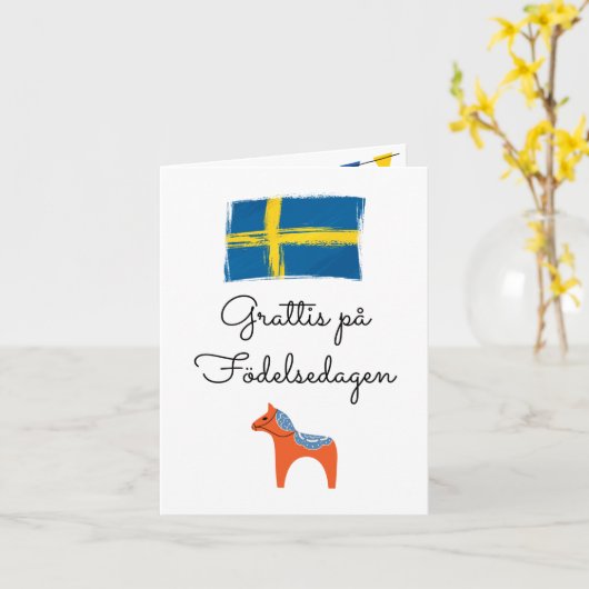 Grattis på födelsedagen Zweedse verjaardag Kaart (Gele Bloem)