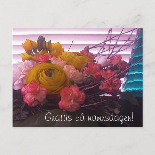 Grattis på namnsdagen, blommor kort briefkaart (Voorkant)