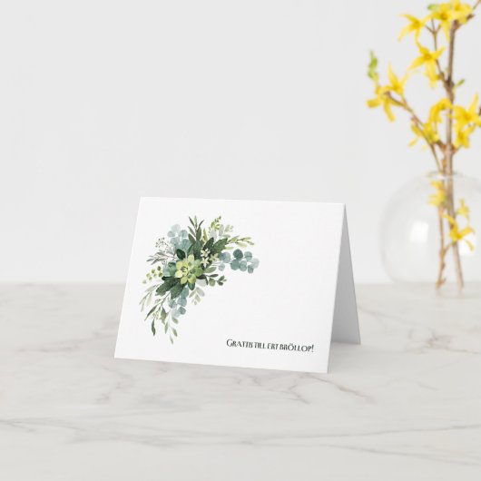 Grattis tot ert bröllop, Zweedse bruiloft Kaart (Gele Bloem)