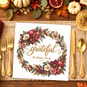 Gratulaire Granaatappelkrans Thanksgiving Servet