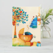 Gratulatie met de pasgeboren baby van de speelse f aankondiging (Staand voorkant)