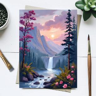 Gratwaterfall   Magische bloemenlandschap Briefkaart