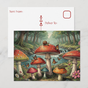 Gratwhoninge Cottagecore Paddenstoelen Bos Scene Briefkaart
