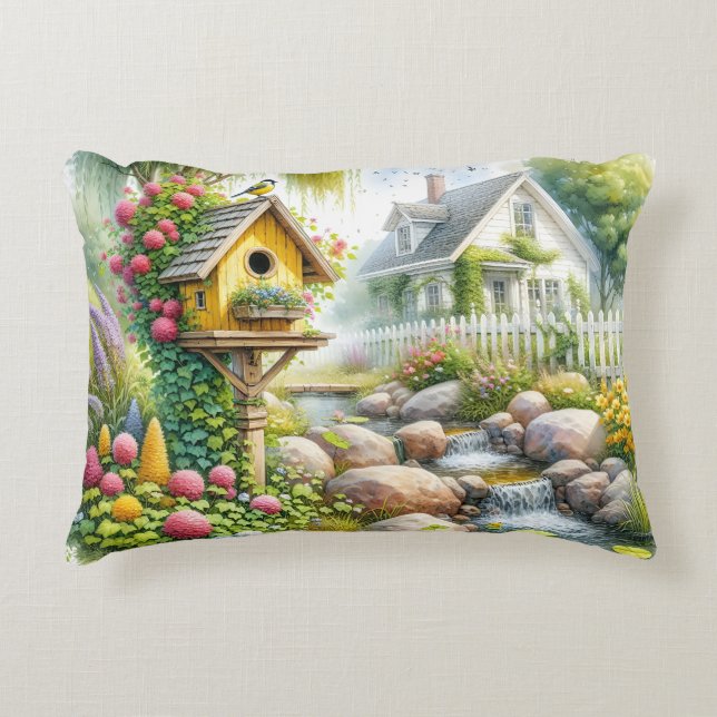 Gratwhuizetuin Vogelhuisje Stroom Accent Kussen (Voorkant)