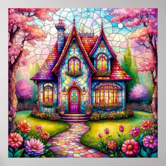 Gratwijk Cottage Met Levendig Bloemenkruid Poster (Voorkant)