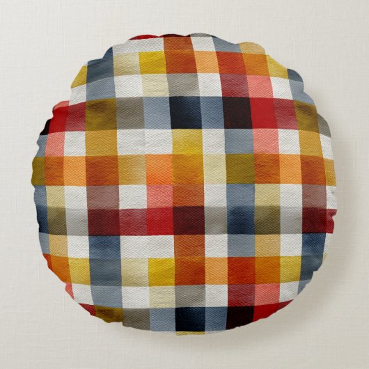 Gratwoner boerderij waterverf plaid rond kussen (Voorkant)