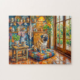 Gratwonerkeukenraam Mops Illustratie Legpuzzel