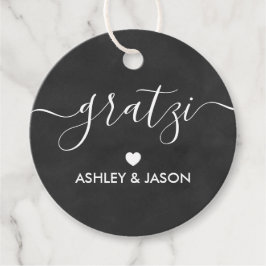 Gratzi Gift Label, Bruiloft Dank u Label, Chalkboa Bedankjes Labels