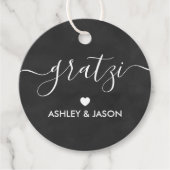 Gratzi Gift Label, Bruiloft Dank u Label, Chalkboa Bedankjes Labels (Voorkant)