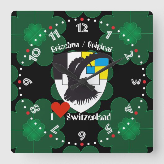 Graubünden Grischun Grigioni Schweiz Svizra Uhr Vierkante Klok (Voorkant)
