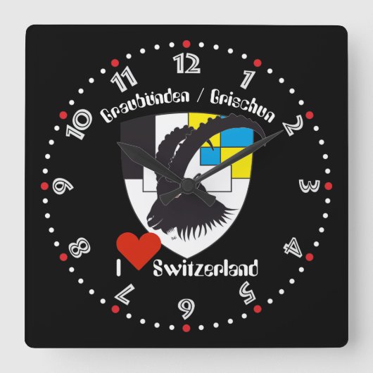Graubünden Grischun Grigoni Schweiz Svizra Uhr Vierkante Klok (Voorkant)