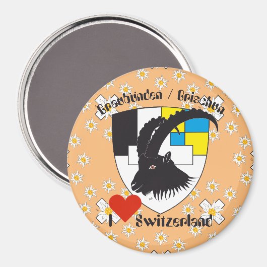 Graubünden Schweiz Magnet (Voorkant / Achterkant)