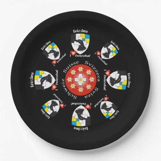 Graubünden Schweiz Pappteller Papieren Bordje (Voorkant)