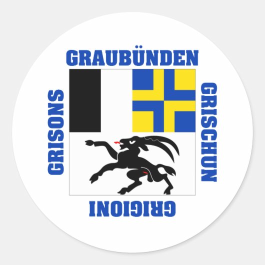 Graubunden Zwitserland Kanton Flag Ronde Sticker (Voorkant)