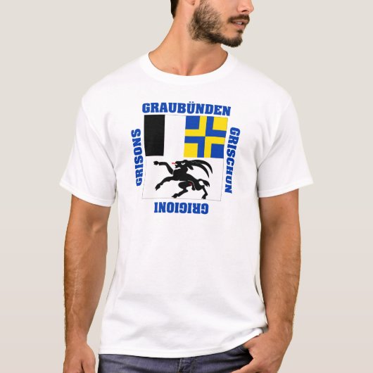 Graubunden Zwitserland Kanton Flag T-shirt (Voorkant)