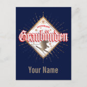 Graubünden Zwitserland retro skier  Feestdagenkaart (Voorkant)