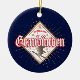 Graubünden Zwitserland retro skier  Keramisch Ornament