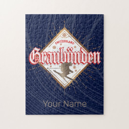 Graubünden Zwitserland retro skier  Legpuzzel (Verticaal)