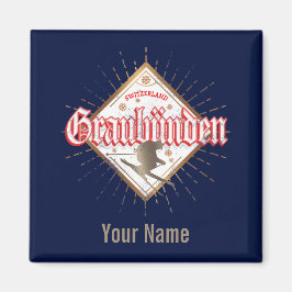 Graubünden Zwitserland retro skier  Magneet