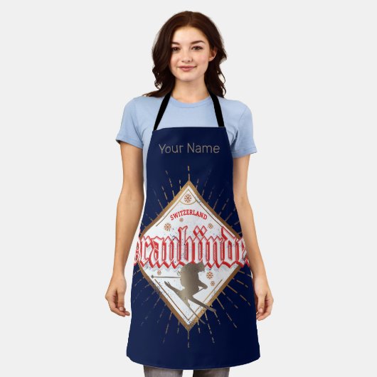 Graubünden Zwitserland retro skier  Schort (Gedragen)