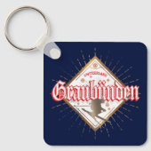 Graubünden Zwitserland retro skier  Sleutelhanger (Voorkant)