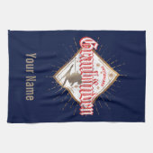 Graubünden Zwitserland retro skier Theedoek (Horizontaal)