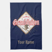 Graubünden Zwitserland retro skier  Theedoek (Verticaal)