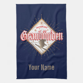 Graubünden Zwitserland retro skier  Theedoek