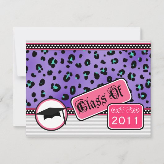 Graudation Class of 2011 Paarse luipaar Print Kaart (Voorkant)