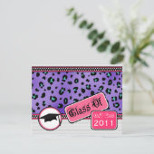 Graudation Class of 2011 Paarse luipaar Print Kaart (Staand voorkant)