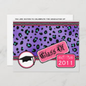 Graudation Class of 2011 Paarse luipaar Print Kaart (Voorkant / Achterkant)