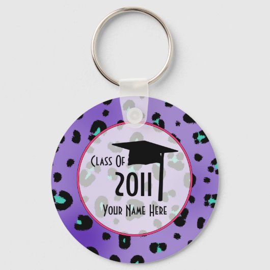 Graudation Class of 2011 - Paarse luipaard Print Sleutelhanger (Voorkant)