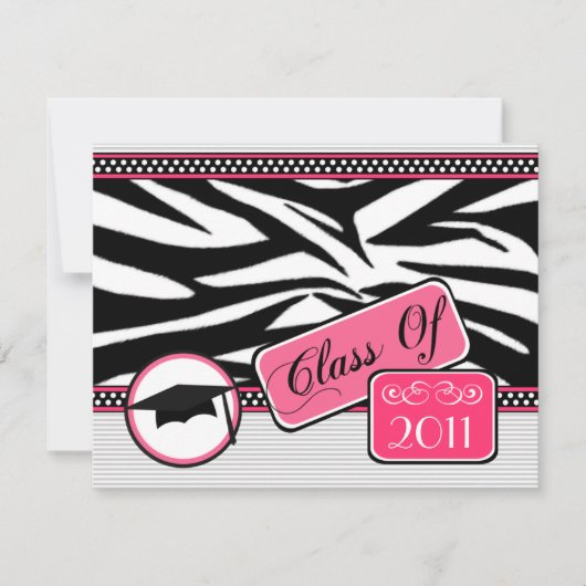 Graudation class van 2011 Zebra Print Kaart (Voorkant)
