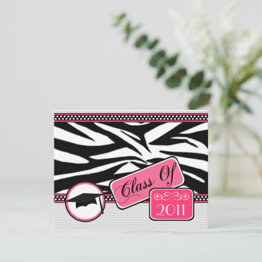 Graudation class van 2011 Zebra Print Kaart (Staand voorkant)