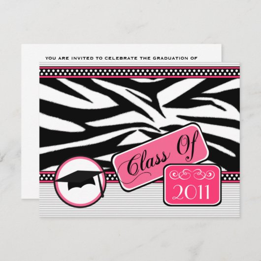 Graudation class van 2011 Zebra Print Kaart (Voorkant / Achterkant)