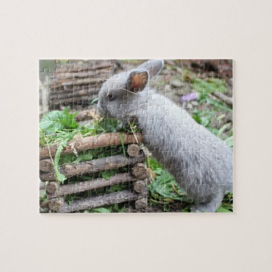 graues Häschen Osterhase 5 Puzzle Legpuzzel (Horizontaal)