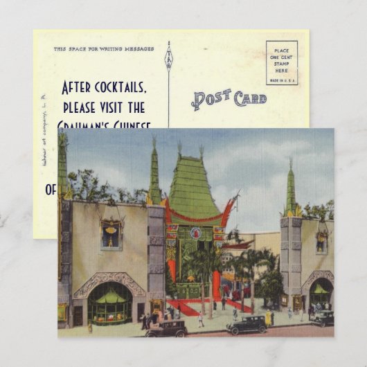 Grauman's Theatre Wedding Escort Kaart Briefkaart (Voorkant / Achterkant)