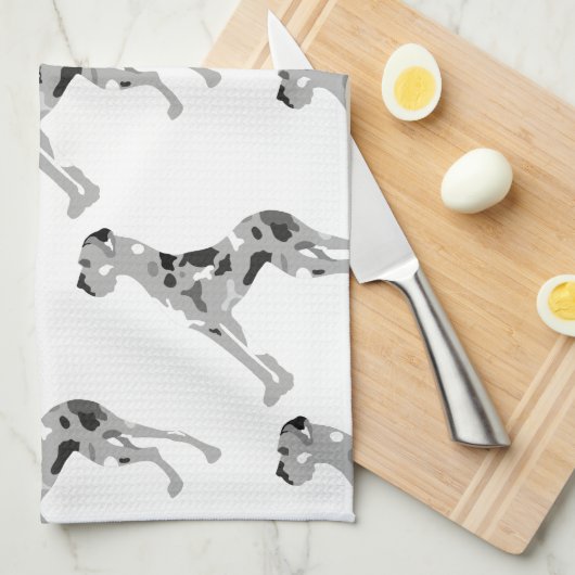 Grautiger Doggensilhouette Theedoek (Quarter Fold)