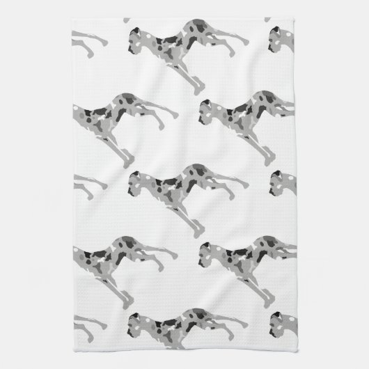 Grautiger Doggensilhouette Theedoek (Verticaal)