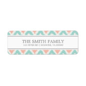 Grauw Mint Peach Zigzag Tribal Patroon Etiket (Voorkant)